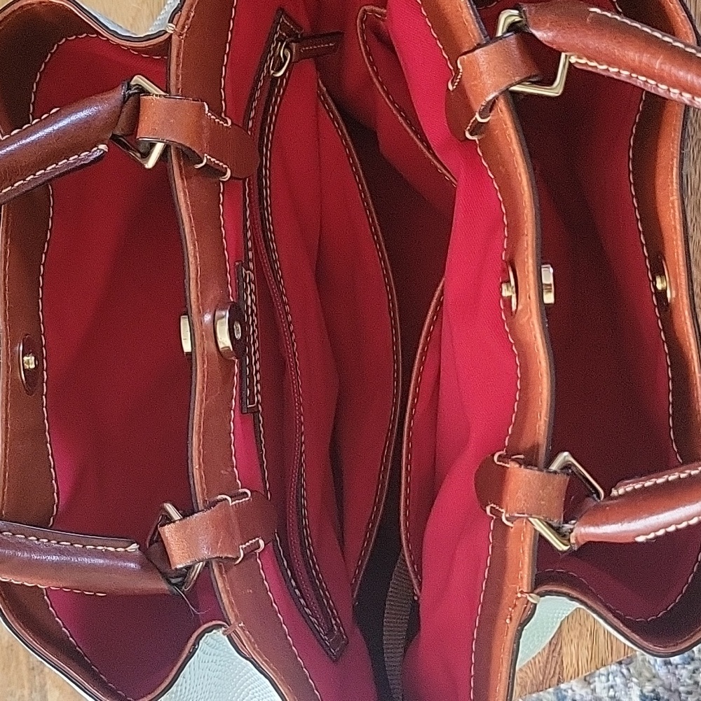 Dooney & Bourke White/Light Blue Lizard Satchel - Picture 5 of 17